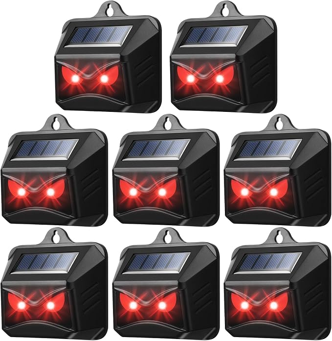 Solar Control Light Nocturnal Animal Repeller Outdoor Deterrent Devices Light Sensor Animal Repellent for Skunk Deer Coyote Fox Raccoon Cat Garden Yard Farm Chicken Coop (8, Black)