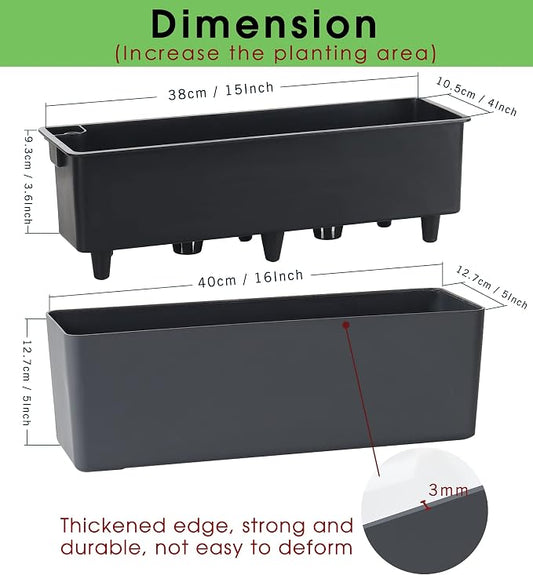 Elongated Self Watering Planter Pots Window Box 5.5 x 16 inch Indoor Home Garden Modern Decorative Planter Pot for All House Plants Flowers Herbs (Dark Grey,1-Pack)