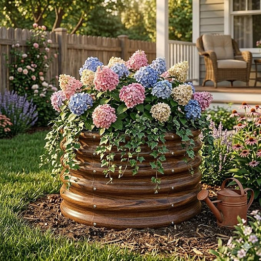 SnugNiture Raised Garden Bed, 2 PCS 2×2×1.5ft Round Galvanized Outdoor Planter Box, 17" Tall Deep Metal Garden Bed Kit for Planting Vegetables, Fruits, Flowers, Brown