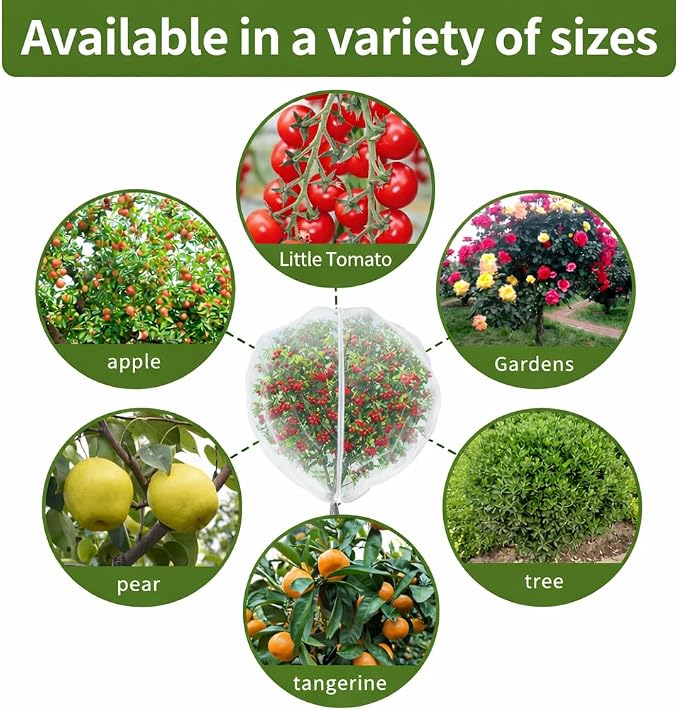 1Pack 13x13ft Large Fruit Tree Netting with Zipper and Drawstring – Anti-Insect, Anti-Bird Protection for Apple, Peach, Cherry Trees and Vegetables – Ideal for Home Gardens,Small Organic Farms