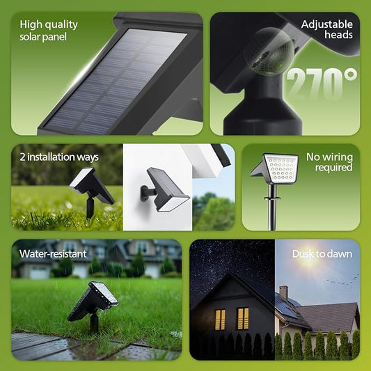 Philips 6 Packs Solar Spot Lights Outdoor Waterproof, 28 LED 3000K Solar Powered Landscape Pathway Lights, Dusk to Dawn Solar Spotlights for Garden, Yard, Lawn, Walkway, Driveway