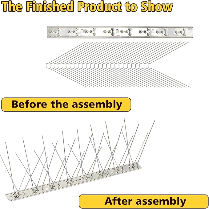 KKY 12 Pack Bird Spikes-13 inch Anti-Bird Nails Repellent Metal for Pigeon and Other Small Birds(12.9 Feet)