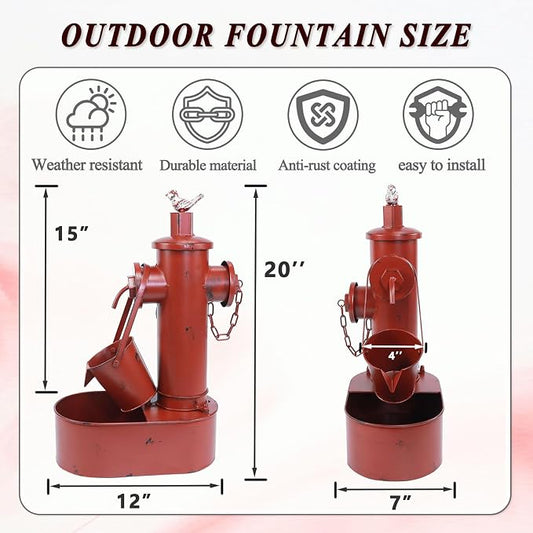 Metal Solar Powered Water Fountain with Backup Battery,Outdoor Fountains | water fountain outdoor;Solar Fountain Bird Bath for Garden, Patio & Yard Decor,Working at Night for at Least 6 Hours (red)