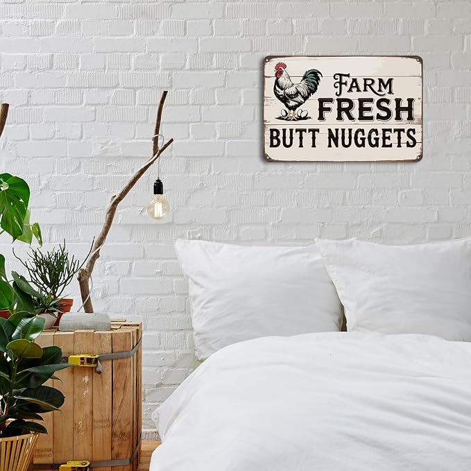 mmiishe Chicken Coop Accessories Funny Metal Signs Vintage Chicken Gifts for Farmers Coop Garden Kitchen Fences Gate Retro Wall Art Rustic Decor Birthday Anniversary Decoration Metal Tin Sign