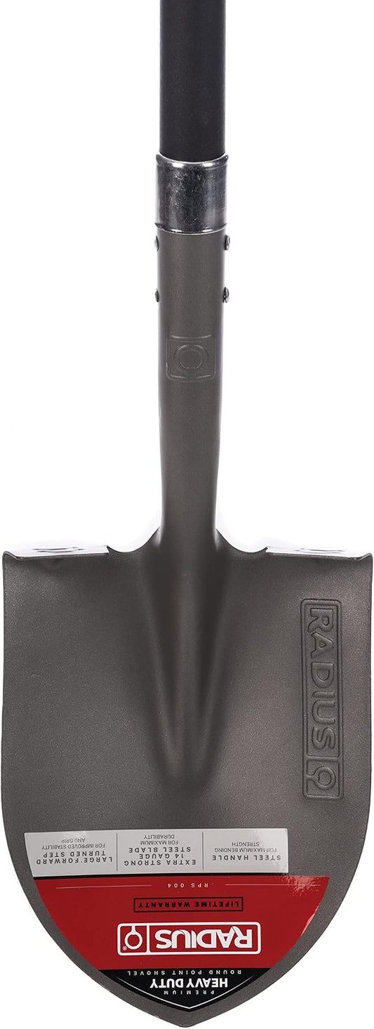 Radius Garden 58-in Long Handle Round-Point Shovel, Steel Shaft, Steel