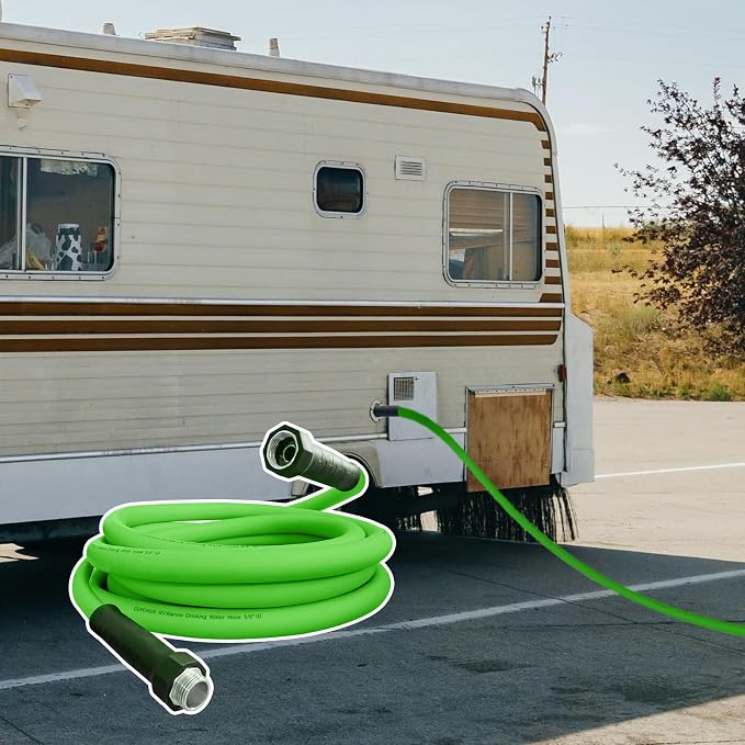 Cupohus 10FT RV Water Hose, 5/8" Extra Thick Wall Drinking Water Safe, Freeze Resistant Hot & Cold Weather, Kink Free Heavy Duty Flexible Hose with Storage Bag for Camper Travel Trailer Boat – Green