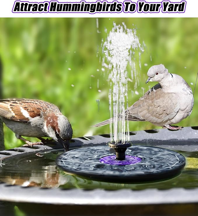 SZMP Solar Fountain 3.5W Bird Bath Fountains with Flower Upgraded Glass Panel, Solar Powered Water Fountain with 7 Nozzles & 4 Fixer, Solar Fountain Pump for Bird Bath, Garden, Pond, Outdoor -Black