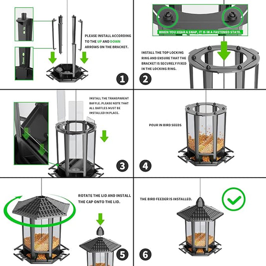 Birdream 4 Pack Bird Feeders for Outdoor Hanging, 10 LB Fun Installation Retro Pagoda Design Bird Feeder, Attracting Wild Birds Chickadees Goldfinches Cardinals Finches and Sparrows