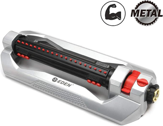 Eden 94116 Heavy Duty Metal 3-Way Oscillating Sprinkler for Large Lawn and Garden W/Quick Connect Starter Set
