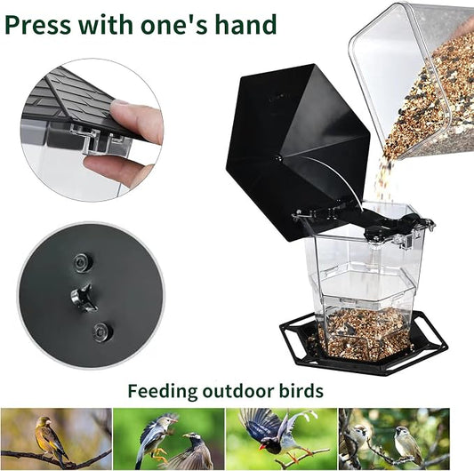 Jealoeur Bird Feeders for Outdoors Hanging Bird Feeder Wild Birds Seed, Black 2 Pack