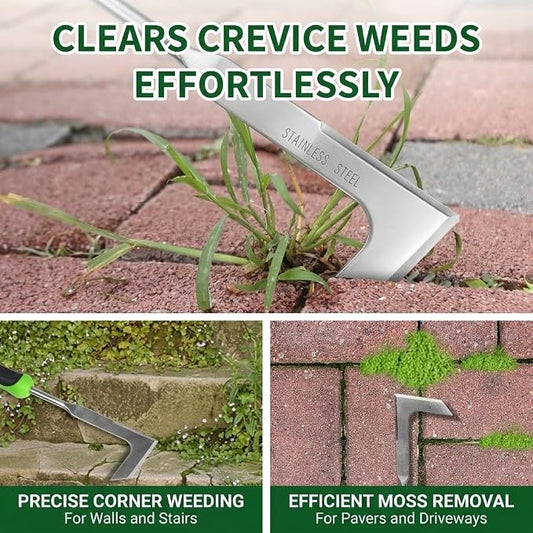 2-Piece Weeding Tool Set, Manual Weed Puller Tool, Crack Weeder Crevice Weeding Tool Stainless Steel, Paving Brick Moss Dandelion Removal, Weed Remover Tool for Garden Patio