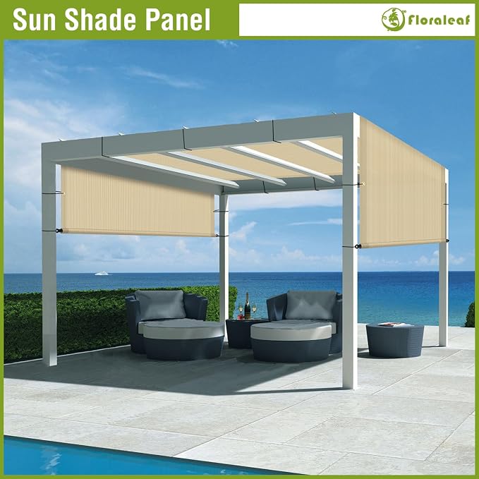 8' × 31' Pergola Shade Cover Universal Replacement Canopy Cover Outdoor Durable Fabric Sun Shade Cloth for Deck Patio Porch Backyard Gazebo with Grommets & Weighted Rods, Sand