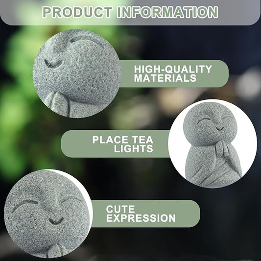 Landical Buddha Sandstone Statues, Zen Monk Praying Statue Sculptures Ornament for Wealth Good Luck Feng Shui Decor Home Office Car Decoration(Prayer Monk)