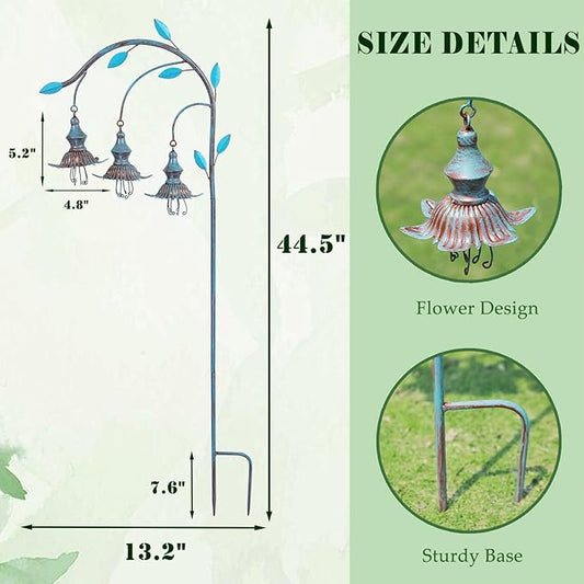 45"H Decorative Garden Stakes,Blue metal flower,Metal Yard Art(blue) | garden decor for outside;Jellyfish Floral Design,Suitable for Outdoor Garden Decor,Gift for Her