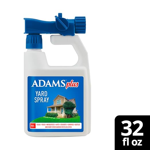 ADAMS Plus Flea and Tick Spray for Yard, Kills Fleas, Ticks, Mosquitoes, Ants and Many Other Listed Nuisance Pests, Treats Up to 5,000 Square Feet, Easy-To-Use Hose-End Spray, 32 Fluid Ounces