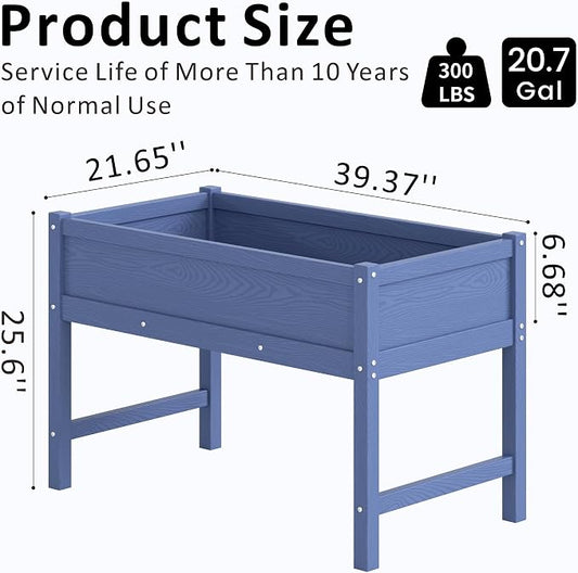 Raised Garden Bed Outdoor with Legs,HDPE Elevated Planter Box Rot-Resistant and Non-Cracking,Raised Beds for Gardening for Backyard, Patio, Balcony, 300lb Capacity Navy