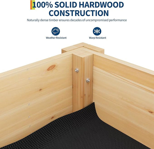 48x24x30IN Wooden Raised Garden Bed with Legs, Elevated Reinforced Large Planter Box for Vegetable Flower Herb Outdoor, Standing Growing Bed for Gardening/Backyard/Patio/Balcony, Liner Included