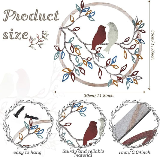 Ferraycle Metal Wall Art Bird on Tree Branch Silhouette Bird Hanging Ornament Porch Wall Decor for Living Room Outdoor Garden Bedroom Office Housewarming Party Decoration(Vintage Color)