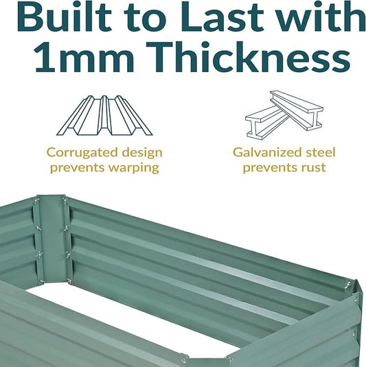 Sunnydaze Galvanized Raised Garden Bed - Outdoor Planter Box for Backyard or Patio - Steel Metal Raised Bed for Gardening Vegetables, Flowers, Herbs - 47 x 23 x 12 in - Green - Rectangle