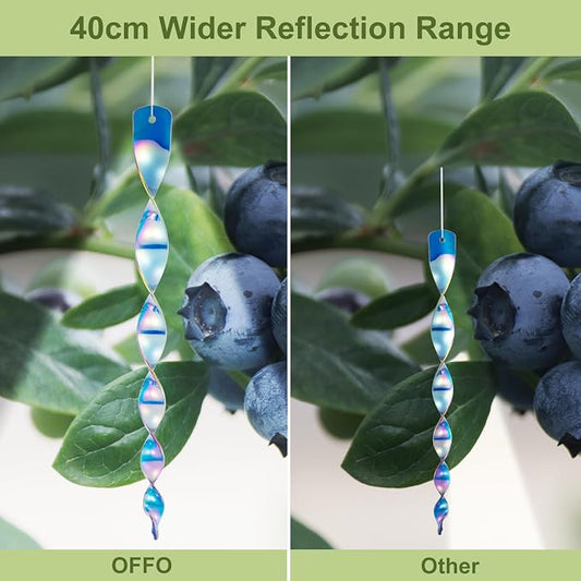 OFFO Large Bird Scarer Rods, 15.7 in (10 PCS) Reflective Bird Device Outdoor Bird Scarer to Keep Pigeon and Woodpecker Away from Garden or Yard, Blue