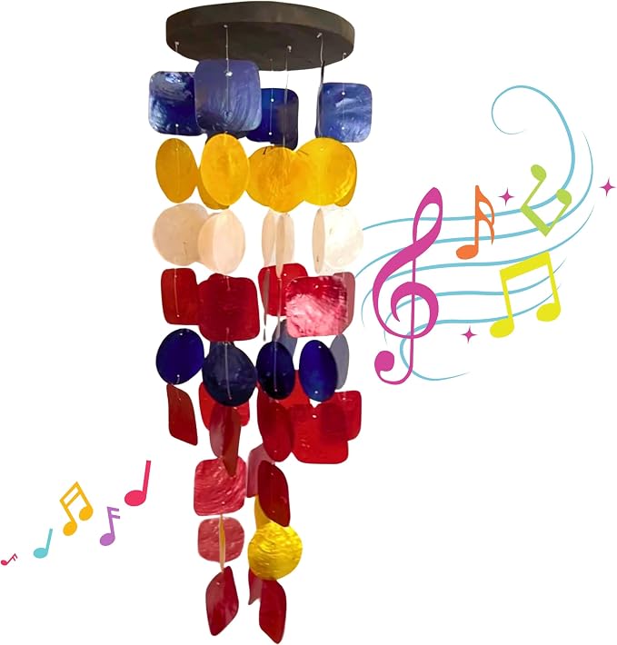 Bellaa 24872 Wind Chimes Outdoor, Garden Decorations, Musical, Indoor/Outside Windchimes, Beach, Gifts for Mom, Sea Glass Shells