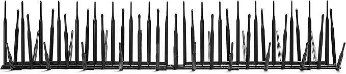 Bird B Gone - Black Plastic Anti Bird Spikes (24') - Humane Deterrent - Stops Pigeons & Birds from Roosting - UV-Stabilized Polycarbonate - for Rooftops, Ledges, Fences, Etc - Made in USA