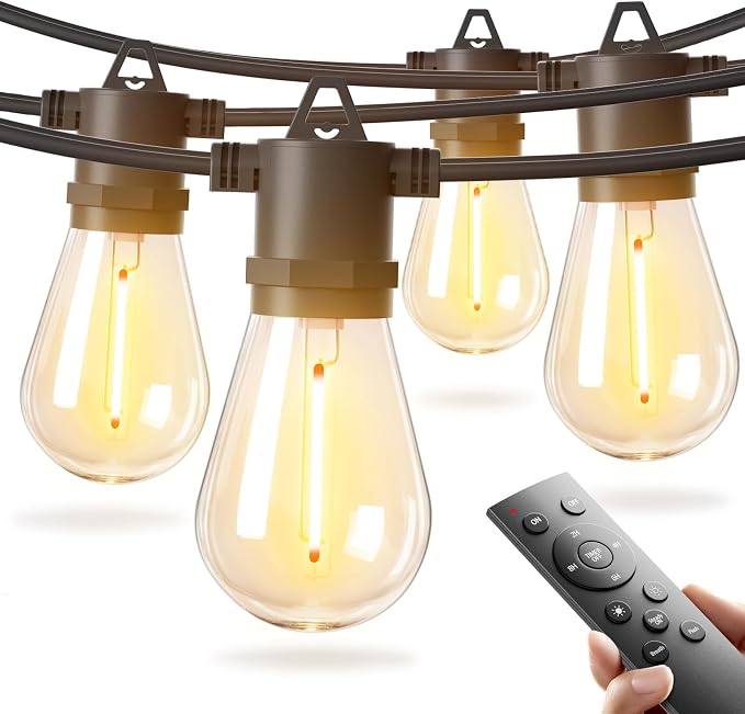 addlon 25FT LED Outdoor String Lights with Edison Shatterproof Bulbs, Heavy-Duty and Weatherproof Strand, Commercial Grade Patio Lights, Decorative for Garden or Patio, Black