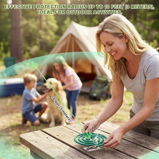 NomoBuzz Mosquito Repellent Coils Outdoor Citronella DEET-Free 20 Count | Plant-Based Citronella Formula, Each Coil Burns for 5-7 Hours, Up to 10-Foot Coverage, Ideal for Patio Camping with 4 Stands