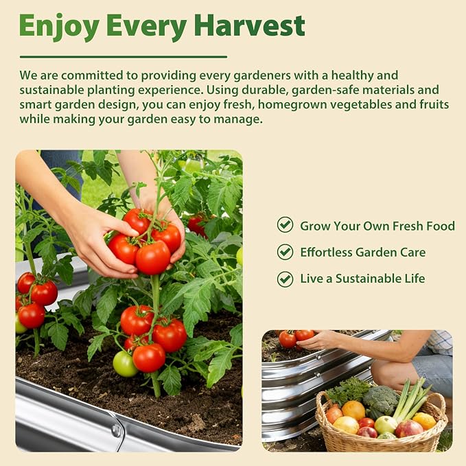 Square Galvanized Raised Garden Bed 3x3 ft – Easy Home Gardening Planter Box for Vegetables & Flowers,Herbs – 12" Heavy Duty Outdoor Gardening Bed with Easy Assembly (Silver)