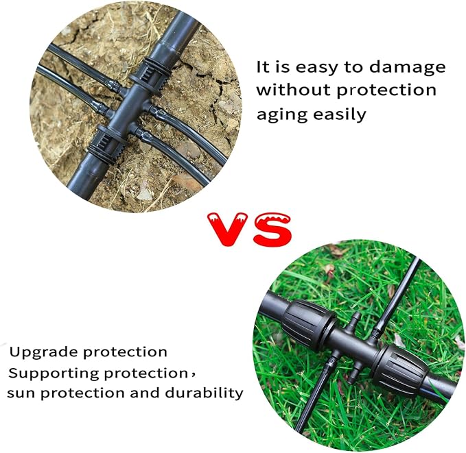 Barbed Tee Irrigation Fittings 1/2 Inch to 1/4 Inch Drip-proof Fitting for Irrigation Pipe (1/2'' ID x 0.60''-0.63'' OD) 6-Way-20 PCS