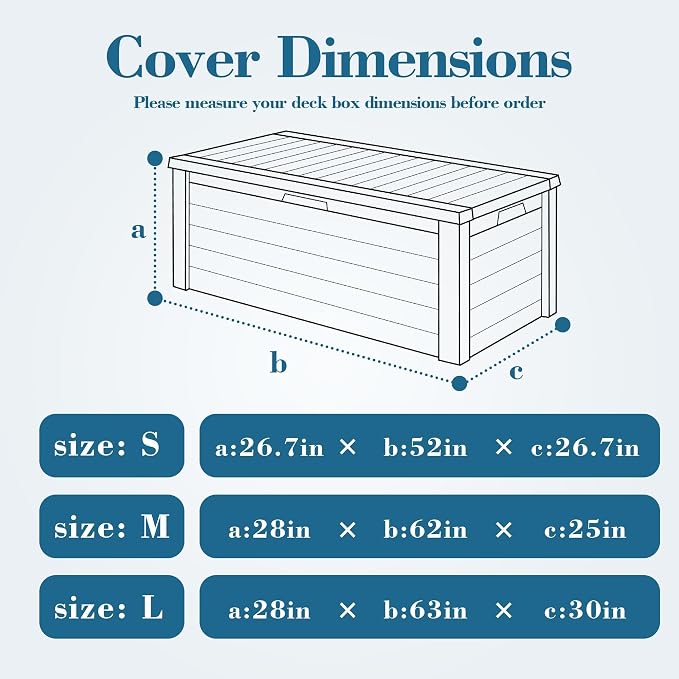 Himal Deck Box Cover, Waterproof 600D Oxford, 52 x 27 x 27 in | Heavy-Duty 600D Fabric, Waterproof Protection, UV Resistant, Outdoor Storage Cover, Waterproof Outdoor Furniture Covers