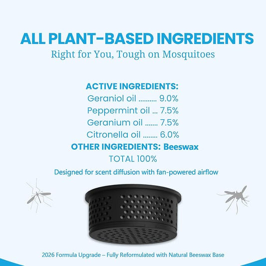 Virine Mosquito Repeller with Adapter, Portable Mosquito Repellent Device with 2 Refills, Fan-Powered Diffusion, USB-C Rechargeable for Patio, Camping, Backyard and Outdoor Use