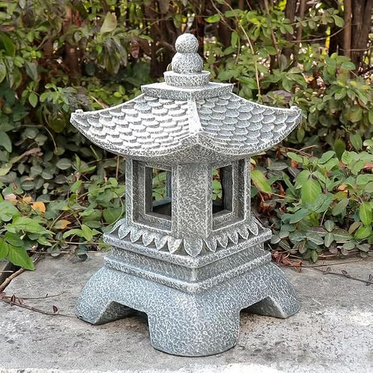 12" Tall Japanese Pagoda Garden Statue - Zen Buddha Outdoor/Indoor Resin Sculpture with Sturdy Base, Asian Zen Temple Decor for Patio, Yard, Balcony, Tabletop
