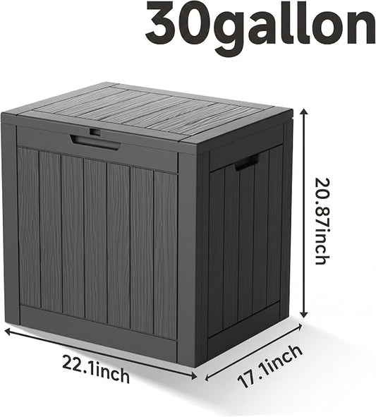 NicBex 30 Gallon Deck Box, Waterproof Resin Outdoor Storage Box Lockable for Patio Furniture, Fade Resistant Patio Side Table & Organizer for Garden Tools, Pool Floats, Outdoor Cushions, Black