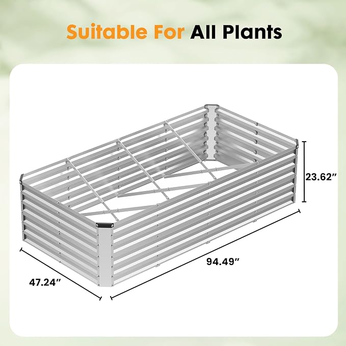DUMOS Galvanized Raised Garden Bed Outdoor, 8x4x2ft 2 Pack Raised Metal Planter Box, Rust-Resistant Steel Garden Planter, Rectangular Gardening Flower Bed for Vegetables Flowers Herbs, Open Bottom