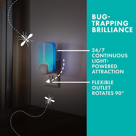 STEM Flying Insect Trap - Indoor Fruit Fly & Gnat Catcher for Home, Kitchen & Any Room, Attracts & Traps Bugs, Soft Blue UV Light - Includes 2 Plug-in Devices & 2 Cartridges (Pack of 2)