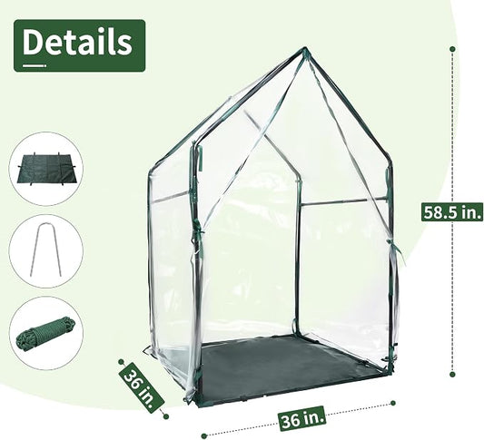PROWORX Mini Greenhouse 36"x36"x58.5" Plant Cover Tent Seed Starting Waterproof Floor Mat Small Plant Tent for Use on Patio Balcony Porch & Indoors/Outdoors
