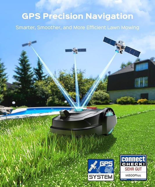YARDCARE 2026 New M800Plus Robot Lawn Mower, GPS & 3D Vision, with 32.8 ft Magnetic Stripe, Obstacle Avoidance, Auto-Charging, APP Control, Bow-Shaped Mowing for Lawns up to 8611 sq.ft (Jet Black)
