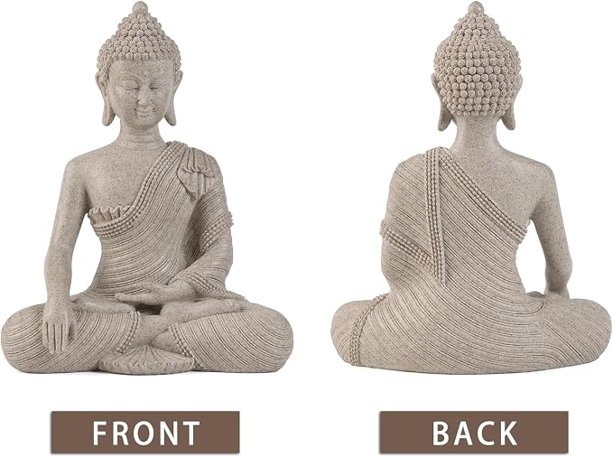 Buddha Statue for Home Decor Beige White-Buddha Statue Large for Spiritual 10.2''-Buddha Decor for Living Room-Buddha Statues for Zen Decor –Indoor Buddha Gift for Shrine , Meditation or Relaxation