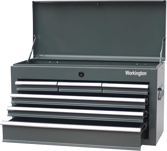 Workington Portable Metal Tool Chest with 6 Drawers, 24" 6-Drawer Tool Chest Cabinet with Ball Bearing Drawer Slides, Steel Tool Storage Box Organizer 4005 Gray