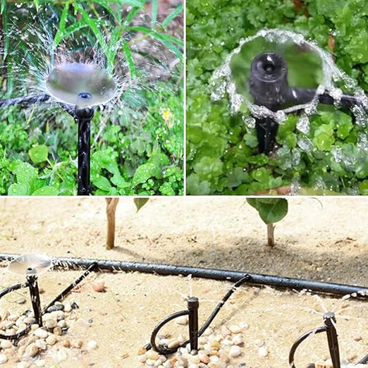Topiverse Drip Irrigation Emitters, Circle Spray, 0-20 GPH | Adjustable Flow, 1/4" tubing, 30 PSI max, Irrigation Dripper With Stake, Sprinkler Head, Garden Patio Lawn Watering, 25 Pcs