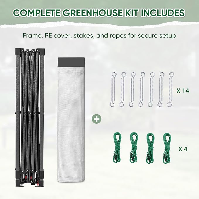 EAGLE PEAK 10x10 Portable Walk in Greenhouse with Polyester Reinforced Corners, Instant Pop up Indoor Outdoor Gardening Green House, Roll Up Zipper Entry Doors and Mesh Windows, Gray/White