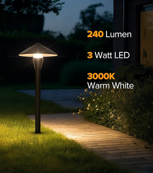 LUTEC 12V Low Voltage Pathway Lights, Die-cast Aluminum Pathway Lights with Connectors,IP65 Waterproof Outdoor Landscape Lighting, 3W 240LM Warm White 3000K for Path, Yard, Garden, 4 Pack