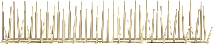 Bird B Gone - Tan Plastic Anti Bird Spikes (100') - Humane Deterrent - Stops Pigeons & Birds from Roosting - UV-Stabilized Polycarbonate - for Rooftops, Ledges, Fences, Etc - Made in USA