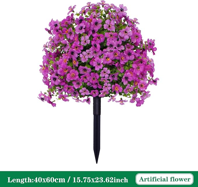 24 Inch Artificial Flower Stake Outdoor Decor - Multi-Color Garden Stakes for Yard & Lawn, No Fade Heavy Duty Plastic, All Season Decoration (Orange)