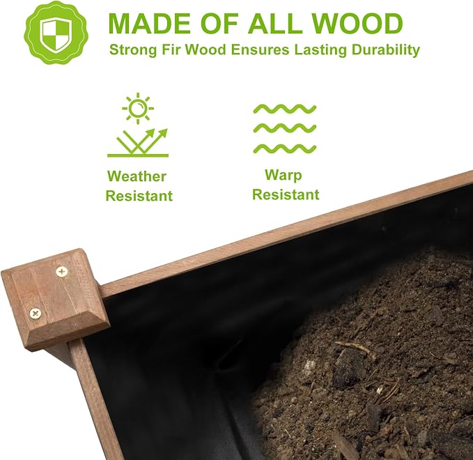 ketive Raised Garden Bed Without Legs 8x2Ft ft Large Elevated Wood Planter Box for Vegetables, Flowers, Herbs, and Succulentsļ¼Brownļ¼