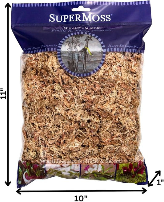 SuperMoss (22306) Sphagnum Moss, Long Lasting Long Fiber Superior Water Retention for Orchid and Nursery Plants, 4 Ounce Natural White