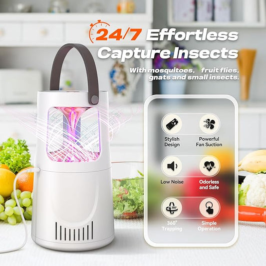 Fly Traps Indoor, Fruit Fly Trap for Home, Flying Insect Trap with Suction, Mosquito Traps Indoor & 10 Pcs Sticky Glue Boards, Gnat Traps for House Indoor
