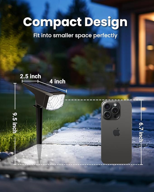 SOLPEX Solar Spot Lights Outdoor Waterproof IP65, Landscape Spotlights Outdoor, Compact Design Spot Lights, Solar Powered Flood Lights for Garden Yard House Pathway Tree Outside, 12 Pack, Cool White