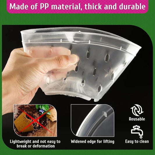 REMIAWY Orchid Pot, 8 Pack Orchid Pots with Holes and Saucers, 5.5 Inch Clear Plastic Flower Planters for Repotting Indoor Outdoor, Breathable Slotted Nursery Planter